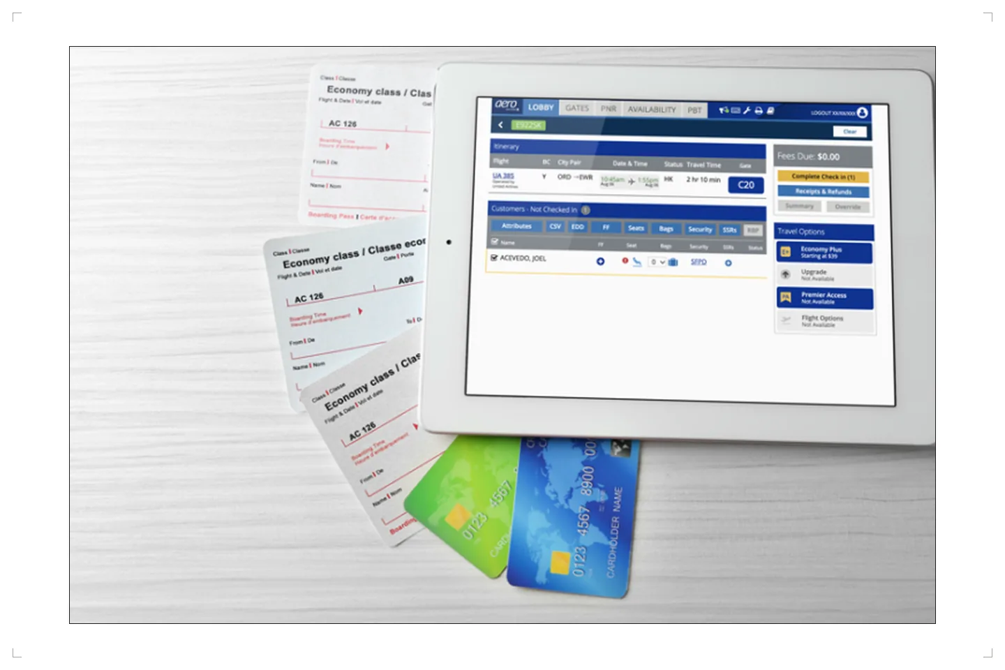 Supplied project image of the reservations training simulator on a tablet, from the original engagement.
